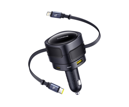 Ładowarka i akumulator Baseus Ładowarka samochodowa 90W 2x USB-C + kabel USB-C i Lightning